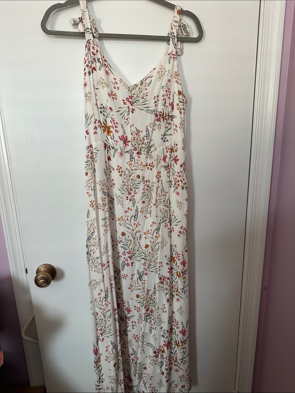 Tabitha Webb Cream Floral Tie-Shoulder Maxi Dress